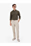 Khaki Linen Blend Regular Fit Long Sleeve Shirt 50320941-Vr027 - 4