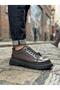 Ba0245 Brown Patent Leather Parachute Detailed Smart Rubber Laces High Sole Casual Men's Shoes - 5