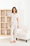 Women's 100% Cotton Ribbon/Bow Short Sleeve Ribbed Quality Knitted Pajama Set - 2