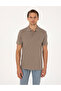 Dark Mink Slim Fit 100% Cotton Non-Curling Buttoned Polo Collar Basic T-Shirt 50325323-Vr241