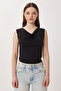 Degaje Yaka Sandy Knitted Blouse Lrn0033 Black - 2