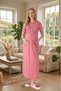 New Season Pomegranate Flower Jacquard Buttoned Summer Full-Length Lace Detailed Maternity Dressing Gown Nightgown Set - 4