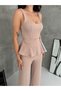 Women's Belt Detailed Knitwear Set Blouse Trousers Two-Piece Stylish Summer Set - 5