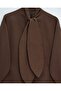 Oversized Poplin Shirt with Tie Collar and Buttons - Brown - 5