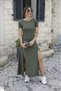 New Season Backless Long Viscose Dress with Double Slit Detail - 2