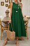 Women's Strappy Round Neck Flared Pocket Long Dress