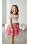 Girl's Plaid Patterned Layered Skirt Set with Crop T-Shirt Summer Combination