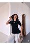 Women's Crew Neck Short Sleeve Stoned Heart Embroidered Knitwear T-Shirt 4295 - 3