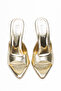 Women's Gold Pointed Toe Heeled Sandals - 3