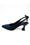 9002 Navy Blue Leather Back Bow Heeled Evening Dress Women's Shoes - 3