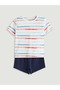 Lcw Baby Ecru Striped Baby Boy T-Shirt and Shorts 2-Pack