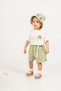 Baby Girl Summer Set with Rose and Belt Detail, Muslin Shorts Set with Hat as a Gift - 3