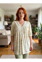 New Season Green V-Neck Lace Detailed Summer Buttoned Short Sleeve Plus Size (Oversize) Pajama Set - 8