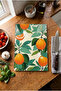 Glass Cutting Board with Non-Slip Base, Orange Themed - 4