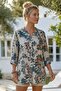 Beige Hakim Collar Buttoned 3/4 Sleeve Floral Slit Cotton Oversize Woven Shirt 73 60 - 4