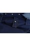 Belted, Pocketed, Button-Front Denim Suit - Navy Blue - 4