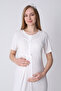 Maternity Nightgown and Robe Set – Maternity Set, Striped Robe and Cotton Nightgown - 3