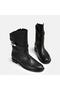 Large Size Women's Boots Short Heel 41-42-43-44-Black Leather
