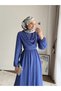Women's Twing Flounce New Season Dress - Indigo Blue - 4