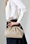 Cream Women's Bag with Wicked Look, Medium Size, Bunded Form, Stylish Handbag and Crossbody Strap - 3