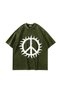 Peace Life Printed Oversized Unisex Washable Green Tshirt