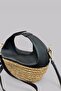 Capsule Soft Wicker and Genuine Leather Special Design Stylish Premium Women's Crossbody Bag with Adjustable Strap - 5