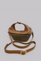Capsule Soft Wicker and Genuine Leather Special Design Stylish Premium Women's Crossbody Bag with Adjustable Strap - 5