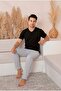 Men's Dad Dowry Modal Fabric Short Sleeve Fit Cotton Pajama Set with Six Pockets - 2