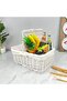 سلة رحلات مستطيلة قش أبيض
