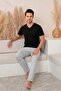 Men's Dad Dowry Modal Fabric Short Sleeve Fit Cotton Pajama Set with Six Pockets - 7