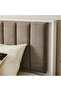 120X200 Bed With Upholstered Headboard & LED-HG White & Beige - 2