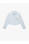 Girls' Cotton Long Sleeve Classic Collar Star Detailed Striped Shirt - 3