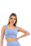 # Bustier Chest Enhancer with Straps and Pads to Prevent Sagging, Ribbed Sports Casual Blue Crop Bustier - 5