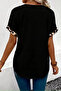 New Season Women's Short Sleeve V-Neck Viscose Blouse with Leopard Collar - 4