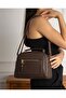 Brown Women's Crossbody and Handbag with Adjustable Strap, Leather Textured Three-Compartment Large Shoulder and Hand Bag - 2