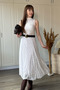 Elastic Waist Lace White Skirt - 2