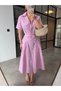 Plaid Shirt Dress with Pensil Skirt Pink - 3