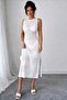 Crew Neck Openwork Patterned 100% Cotton Midi Length Pareo-Beach Dress with Slit Detail - 3