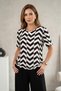Women's Plus Size Lycra Crew Neck Geometric Pattern Short Sleeve Mom T-Shirt Combed Cotton Blouse