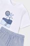 Boys' Embroidered T-Shirt and Shorts Set - White/Blue - 3