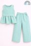 Girl's Gingham Peplum Blouse and Pants Set 12692 - 3
