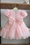 My Little Girl's Rose Patterned Short Sleeve Evening Dress - Pink - 2