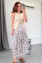 Pile and volant detailed elastic waist lined plaid skirt 4090