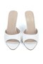 Zafira Flexible Soft Non-Slip Sole (8 cm) White Skin Women's Heeled Slippers - 4