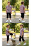 Lessotto 24088 Boy's Dsgn Printed Short Sleeve Shirt, Strap T-Shirt, Capri 3-Piece Set, 3-10 Years Old - 3