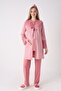 French Lace Embroidered 3-Piece Maternity Pajama Set - Cotton Breastfeeding Compatible Maternity Set