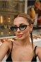 Women's Goldmine's Oval Sunglasses Uv400 Leopard Green |   Case and Cleaning Cloth Gift Set - 3