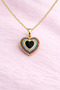 Colorful Stone Detailed Heart Figured Gold Color Necklace