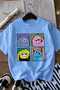 Cute Monster Printed Unisex Children's T-Shirt 6Gh4