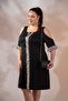Women's Plus Size Shoulder Detail Dress Black - 6